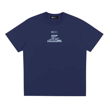DARK BLUE TEE - STOP SCROLLING